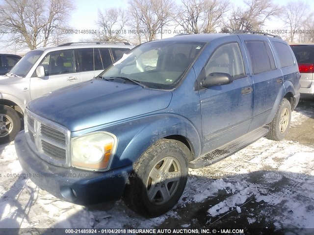 1D4HB48N44F226844 - 2004 DODGE DURANGO SLT BLUE photo 2