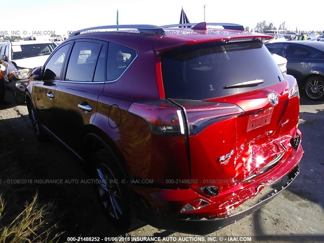 JTMYFREV1HJ145418 - 2017 TOYOTA RAV4 LIMITED/PLATINUM RED photo 3