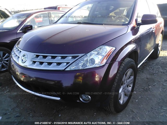 JN8AZ08W97W633515 - 2007 NISSAN MURANO SL/SE/S BURGUNDY photo 2