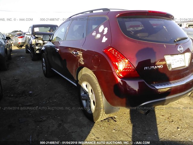 JN8AZ08W97W633515 - 2007 NISSAN MURANO SL/SE/S BURGUNDY photo 3