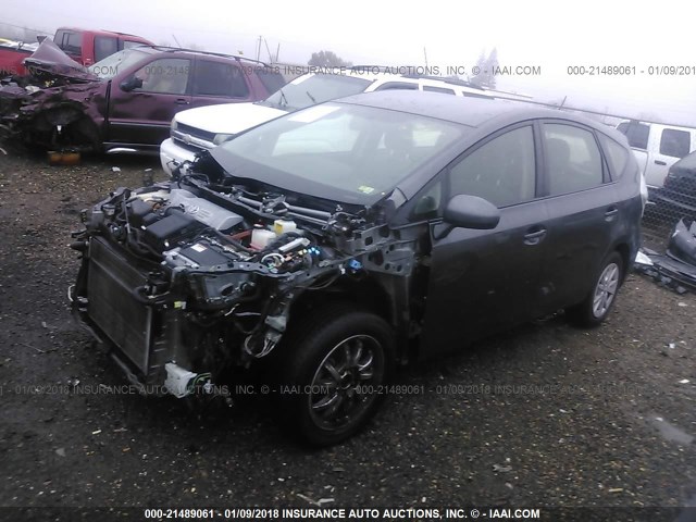 JTDZN3EU5EJ004620 - 2014 TOYOTA PRIUS V GRAY photo 2