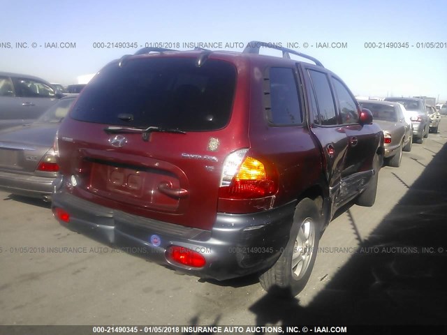 KM8SC13D94U842818 - 2004 HYUNDAI SANTA FE GLS/LX MAROON photo 4