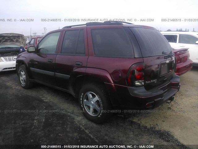 1GNDT13S952229176 - 2005 CHEVROLET TRAILBLAZER LS/LT BURGUNDY photo 3