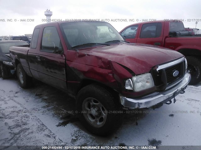 1FTYR15E35PA99656 - 2005 FORD RANGER SUPER CAB RED photo 1