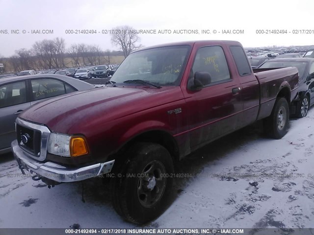 1FTYR15E35PA99656 - 2005 FORD RANGER SUPER CAB RED photo 2