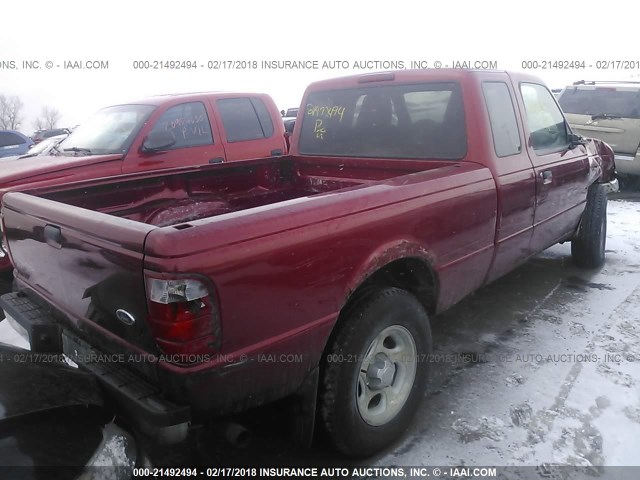 1FTYR15E35PA99656 - 2005 FORD RANGER SUPER CAB RED photo 4