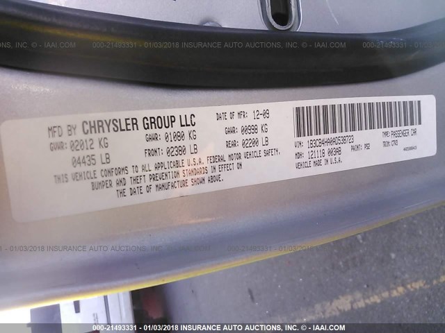 1B3CB4HA0AD538723 - 2010 DODGE CALIBER SXT SILVER photo 9