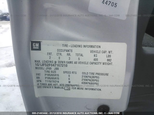 1G1JF52F047167210 - 2004 CHEVROLET CAVALIER LS 银色 照片 9