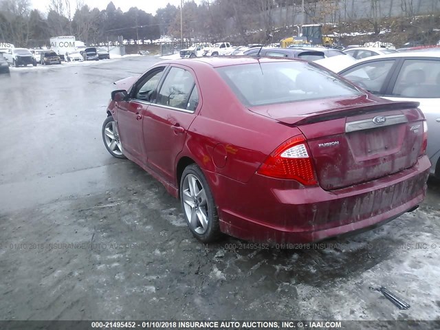 3FAHP0DC3BR126168 - 2011 FORD FUSION SPORT RED photo 3