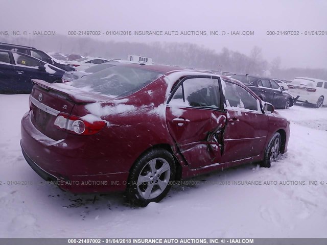 2T1BU4EE2BC719459 - 2011 TOYOTA COROLLA S/LE RED photo 4