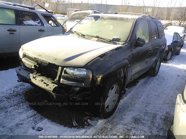 1GNDT13S022383965 - 2002 CHEVROLET TRAILBLAZER  BLACK photo 2