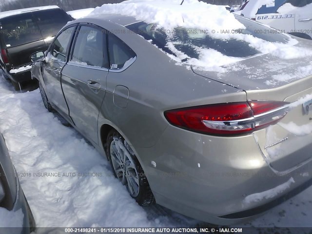 3FA6P0LU3HR325635 - 2017 FORD FUSION SE HYBRID BEIGE photo 3