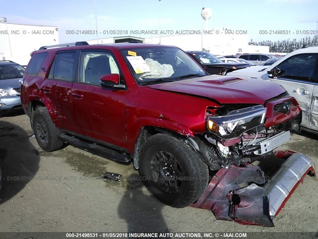 JTEBU5JR1J5506153 - 2018 TOYOTA 4RUNNER SR5 PREM/LTDL/TRAIL/TRD RED photo 1