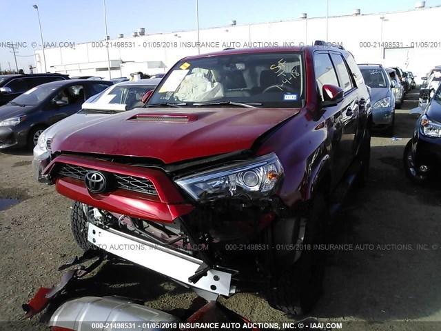 JTEBU5JR1J5506153 - 2018 TOYOTA 4RUNNER SR5 PREM/LTDL/TRAIL/TRD RED photo 2