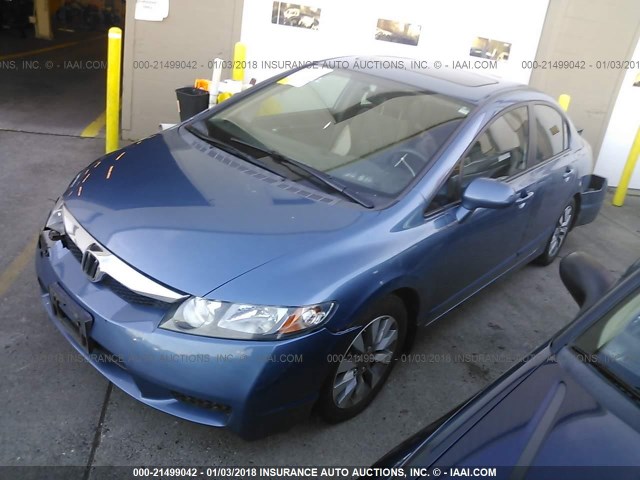 19XFA16889E001962 - 2009 HONDA CIVIC EX BLUE photo 2