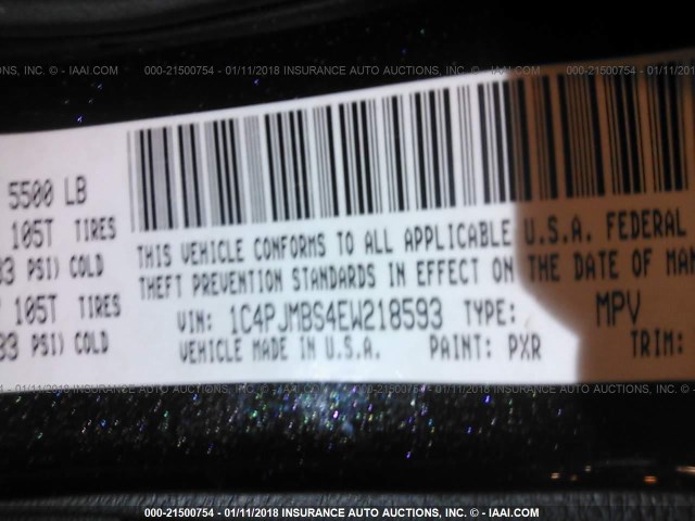 1C4PJMBS4EW218593 - 2014 JEEP CHEROKEE TRAILHAWK 黑色 照片 9