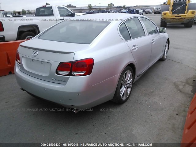 JTHBC96S375000454 - 2007 LEXUS GS 450H SILVER photo 4