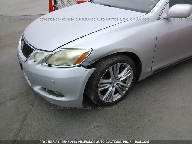 JTHBC96S375000454 - 2007 LEXUS GS 450H SILVER photo 6