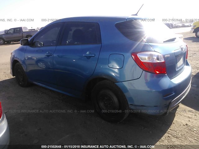 2T1KE40E59C020132 - 2009 TOYOTA COROLLA MATRIX S BLUE photo 3