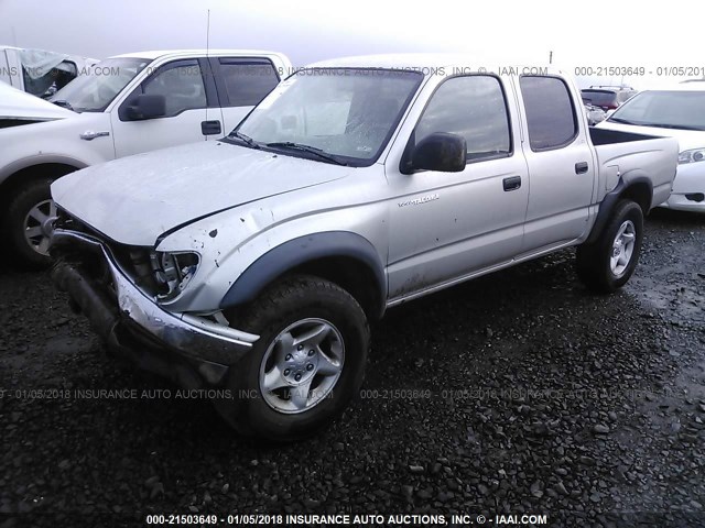 5TEHN72N43Z257060 - 2003 TOYOTA TACOMA DOUBLE CAB ვერცხლისფერი ფოტო 2