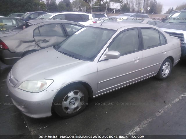 JHMES96683S012257 - 2003 HONDA CIVIC HYBRID TAN photo 2