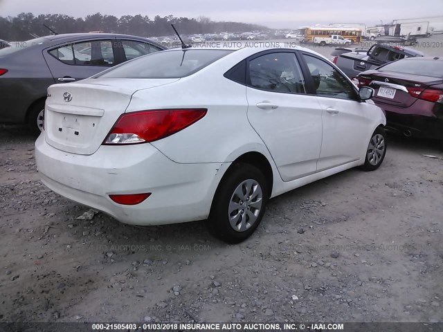 KMHCT4AE5GU160671 - 2016 HYUNDAI ACCENT SE WHITE photo 4