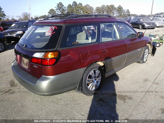 4S3BH815747603518 - 2004 SUBARU LEGACY OUTBACK H6 3.0 SPECIAL MAROON photo 4