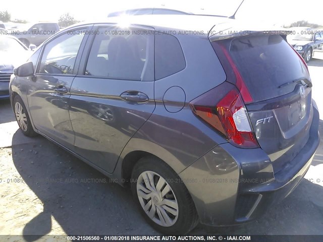 3HGGK5H57FM723356 - 2015 HONDA FIT LX GRAY photo 3