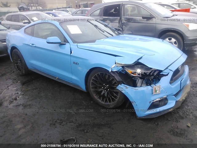 1FA6P8CF1H5308755 - 2017 FORD MUSTANG GT BLUE photo 1