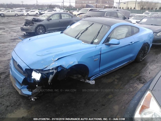 1FA6P8CF1H5308755 - 2017 FORD MUSTANG GT BLUE photo 2