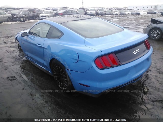 1FA6P8CF1H5308755 - 2017 FORD MUSTANG GT BLUE photo 3