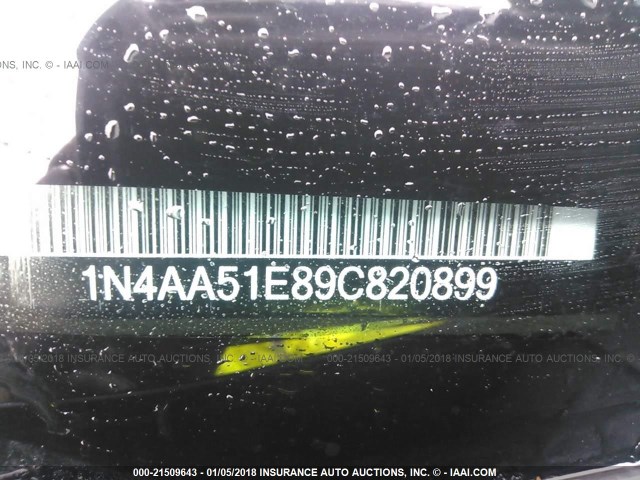 1N4AA51E89C820899 - 2009 NISSAN MAXIMA S/SV BLACK photo 9