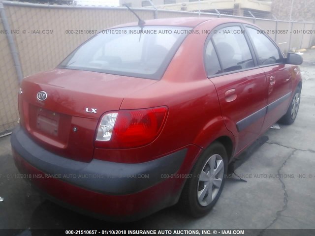 KNADE123066082637 - 2006 KIA RIO RED photo 4