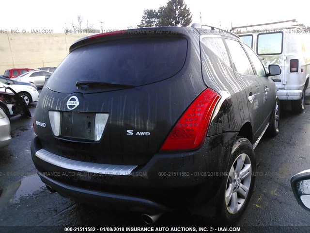 JN8AZ08W97W614432 - 2007 NISSAN MURANO SL/SE/S BLACK photo 4