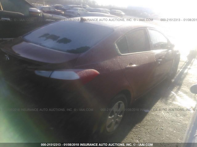 KNAFX4A61F5364775 - 2015 KIA FORTE LX RED photo 4