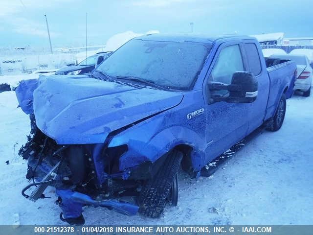 1FTFX1EG0GFD20668 - 2016 FORD F150 SUPER CAB BLUE photo 2