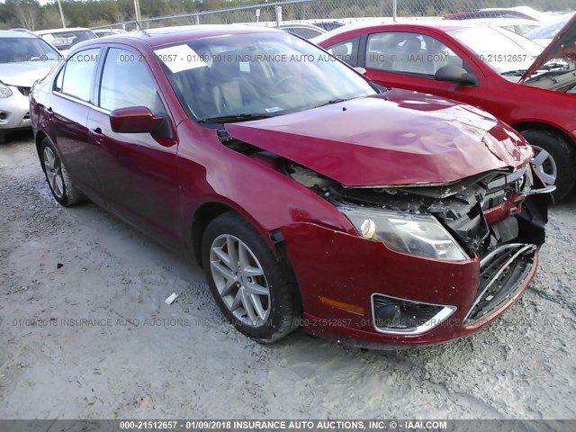 3FAHP0JG7AR127068 - 2010 FORD FUSION SEL RED photo 1