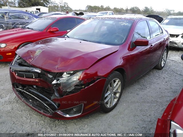 3FAHP0JG7AR127068 - 2010 FORD FUSION SEL RED photo 2