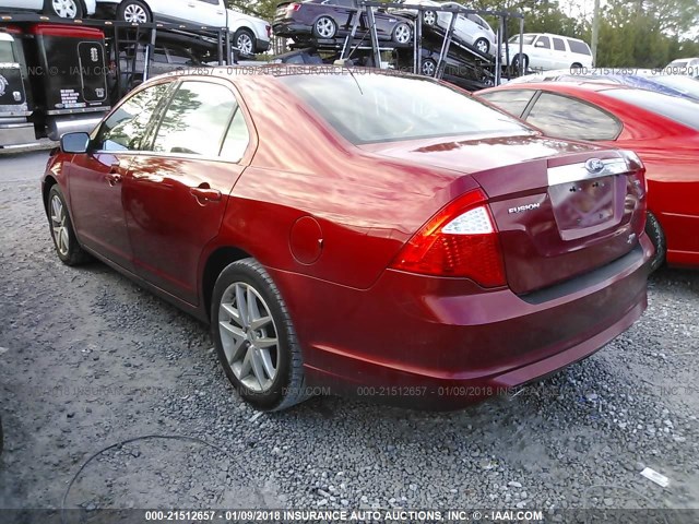 3FAHP0JG7AR127068 - 2010 FORD FUSION SEL RED photo 3
