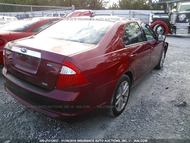 3FAHP0JG7AR127068 - 2010 FORD FUSION SEL RED photo 4