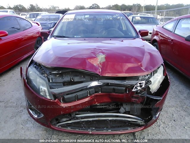 3FAHP0JG7AR127068 - 2010 FORD FUSION SEL RED photo 6