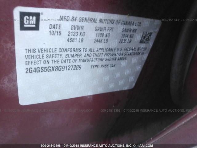 2G4GS5GX8G9127289 - 2016 BUICK REGAL PREMIUM RED photo 9