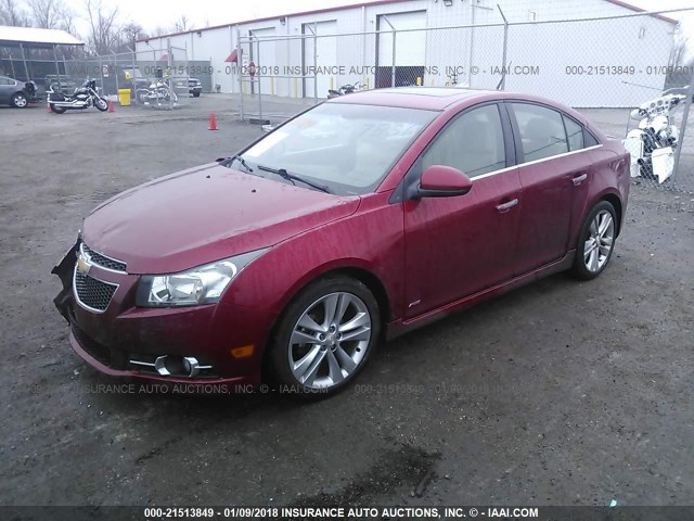 1G1PG5SB3E7267856 - 2014 CHEVROLET CRUZE LTZ RED photo 2