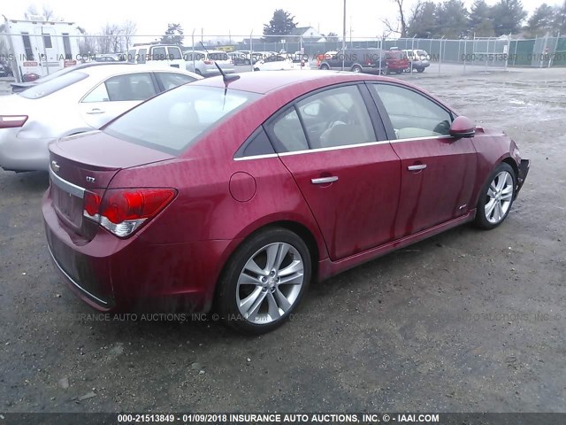 1G1PG5SB3E7267856 - 2014 CHEVROLET CRUZE LTZ RED photo 4