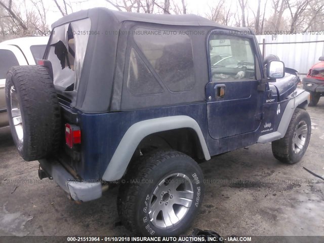 1J4FA49S05P343287 - 2005 JEEP WRANGLER / TJ SPORT BLUE photo 4