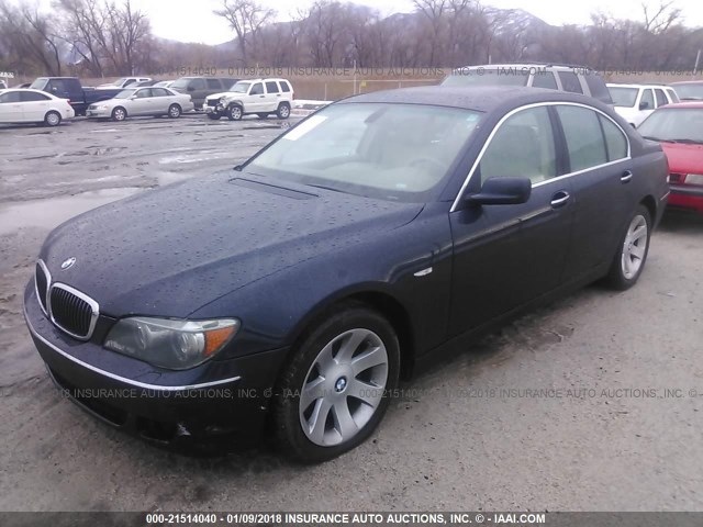 WBAHL835X7DT11046 - 2007 BMW 750 I BLUE photo 2