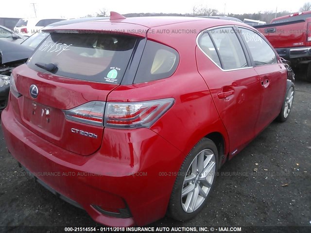 JTHKD5BH8E2178651 - 2014 LEXUS CT 200 RED photo 4