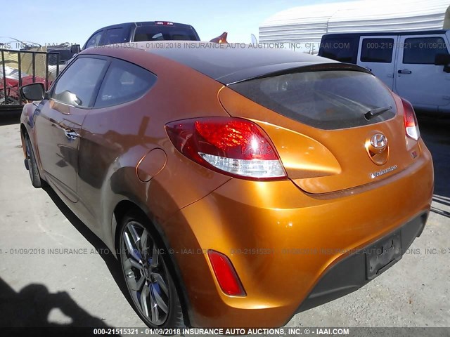 KMHTC6AD5FU220627 - 2015 HYUNDAI VELOSTER ORANGE photo 3