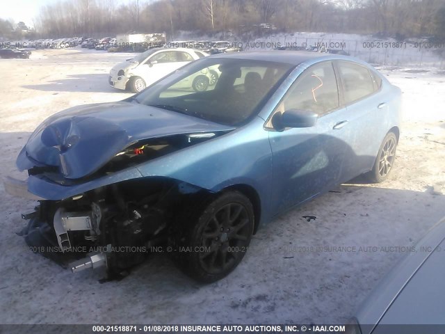 1C3CDFBB0FD404392 - 2015 DODGE DART SXT BLUE photo 2