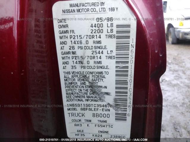 1N6SD11S0TC354670 - 1996 NISSAN TRUCK XE RED photo 9